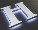 ILLUMINATED - HALO LIT - Lighting effect in the back of the letters. Available in Fabricated Metal, Cast Metal, Acrylic and Formed Plastic.